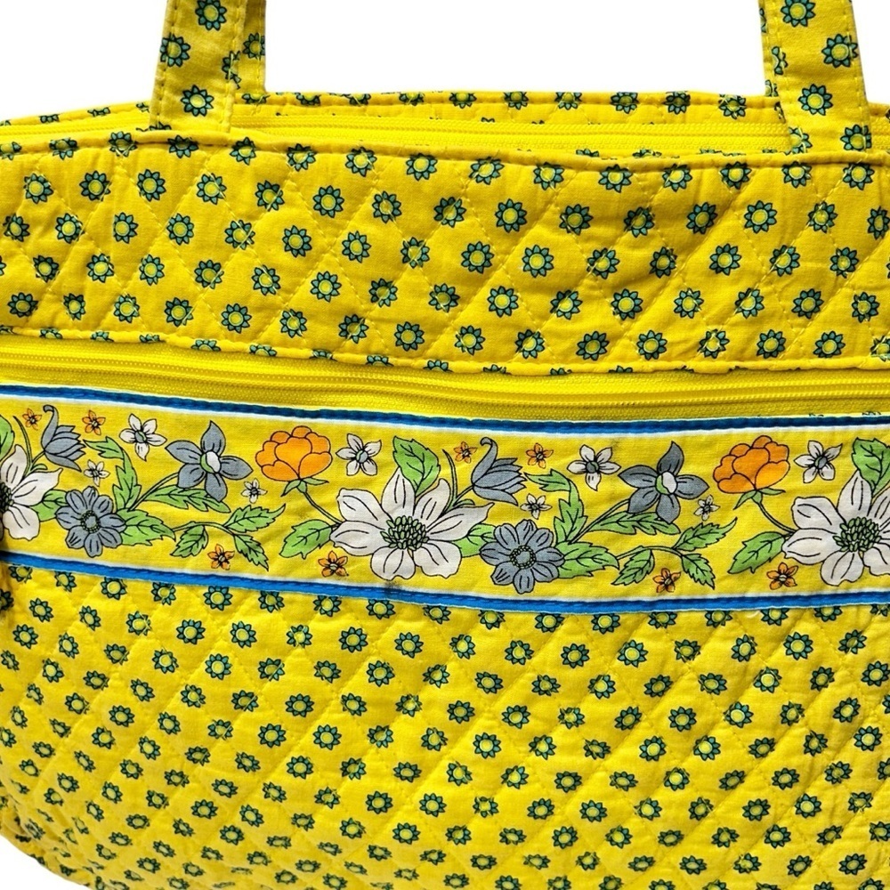 Quilted Shoulder Handbag Yellow And Blue Floral - Picture 2 of 12